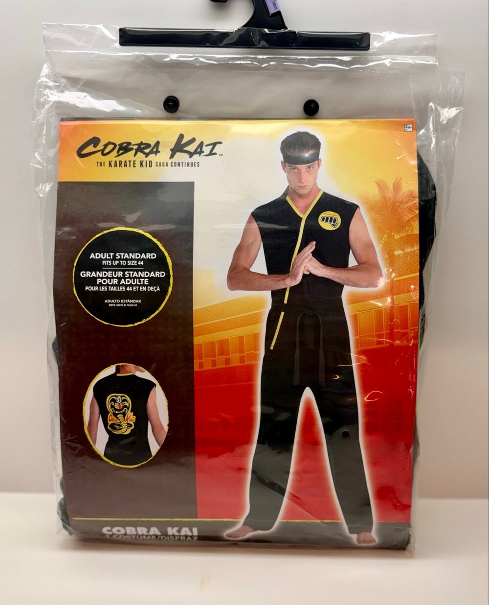 Cobra Kai Karate Kid Adult Costume Standard Size 44 Shirt Pants Belt Headband